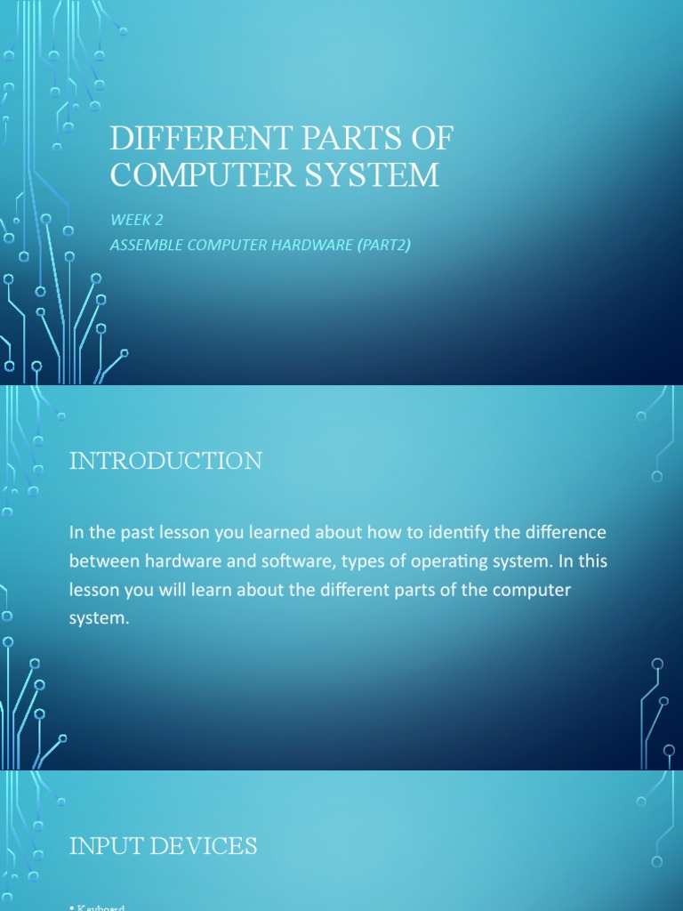 Different Parts of Computer System PDF Computer Data Storage