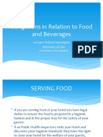 Hotelier 'S Obligations in Relation To Food and Beverages