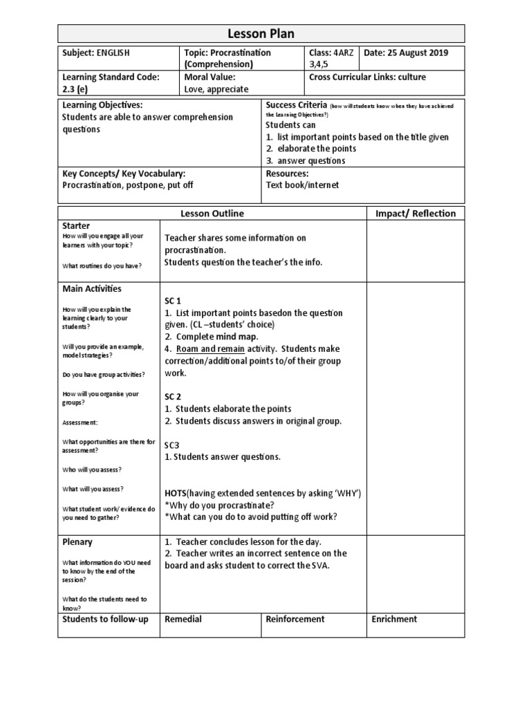Article Procrastination | PDF | Reading Comprehension | Cognition