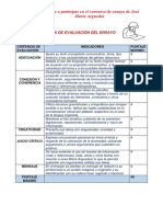 Rúbrica de Evaluación Del Ensayo