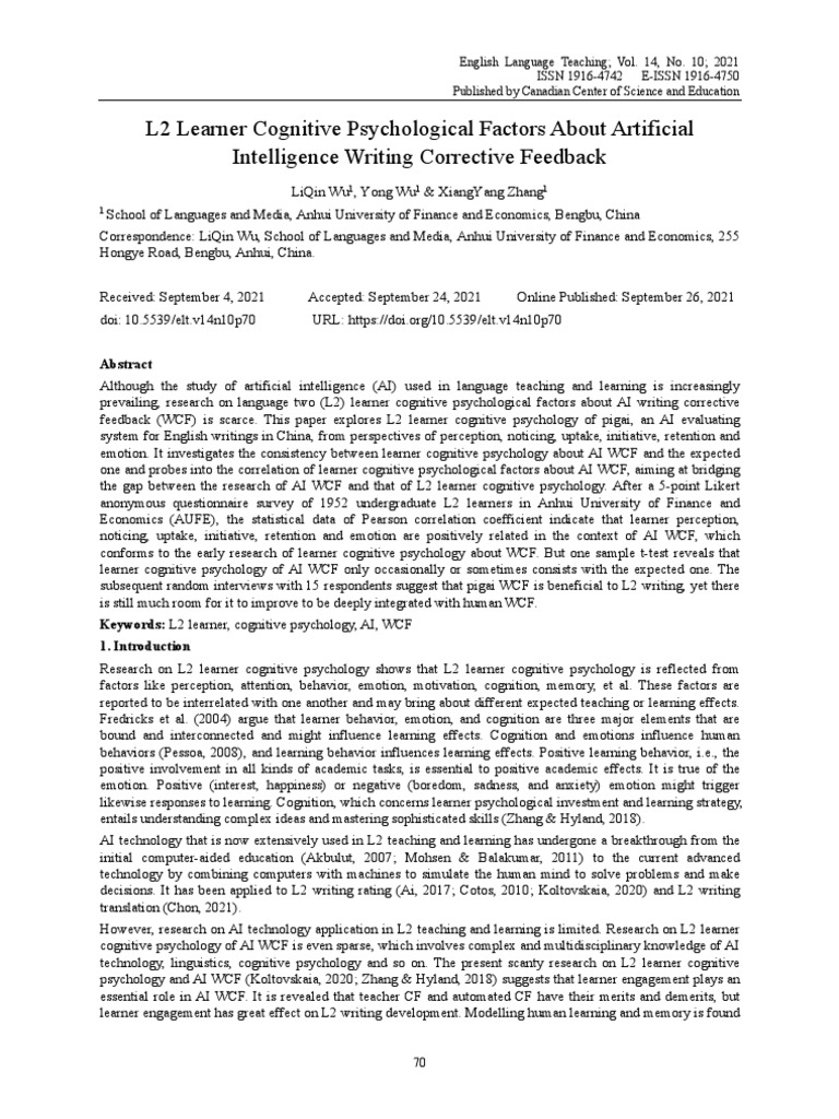 Cognitive Factors in L2 | PDF | Second Language | Learning