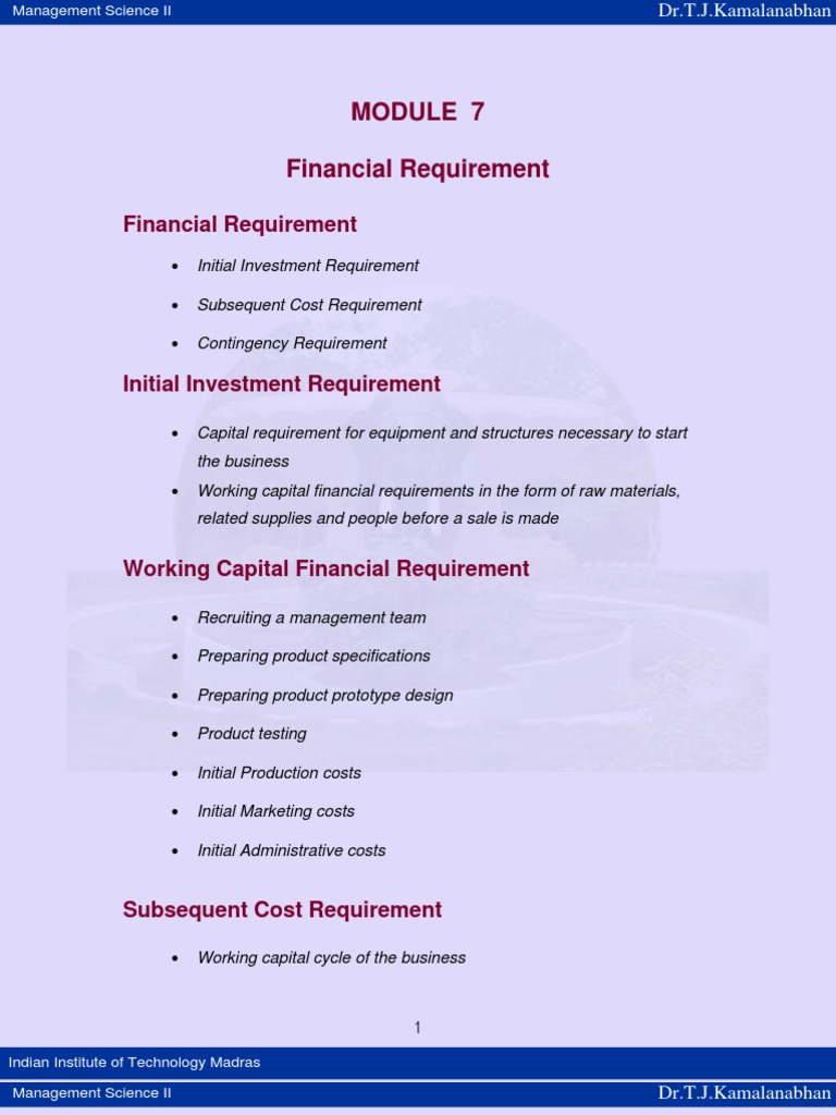 Financial Requirements for Business Startups | PDF | Microfinance ...