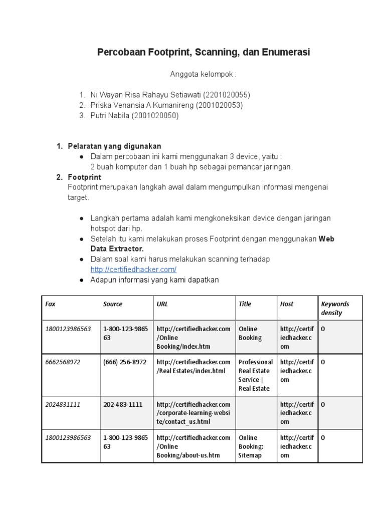 Tugas Kelompok - Footprint, Scanning, Enumerasi (NMAP) | PDF ...