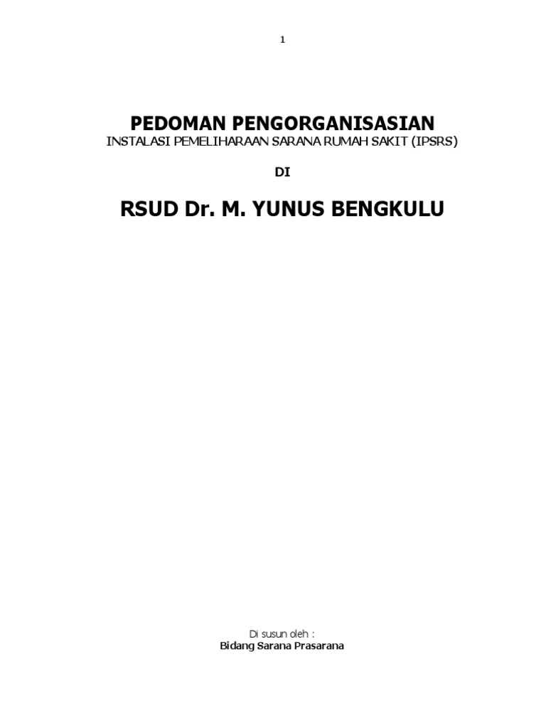 Pedoman Pengorganisasian IPSRS RSMY | PDF