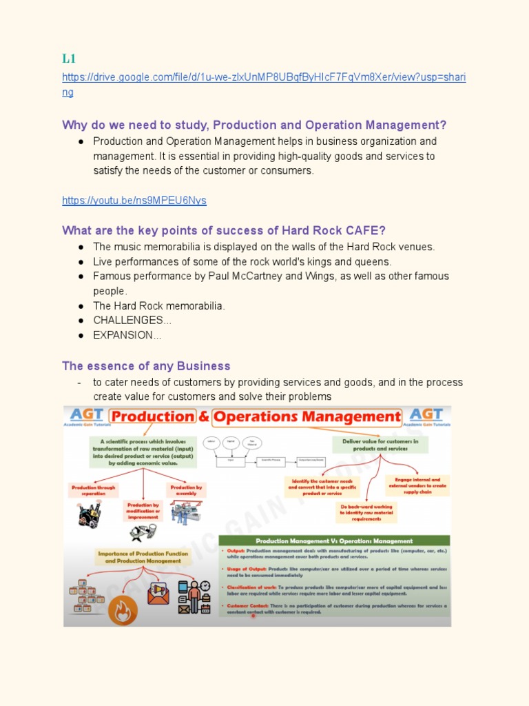 Iom Class Notes | PDF | Operations Management | Customer