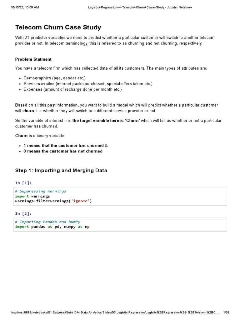 Logistic+Regression+-+Telecom+Churn+Case+Study - Jupyter Notebook | PDF ...