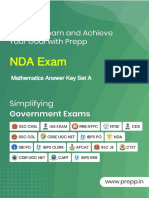 NDA Exam: Mathematics Answer Key Set A