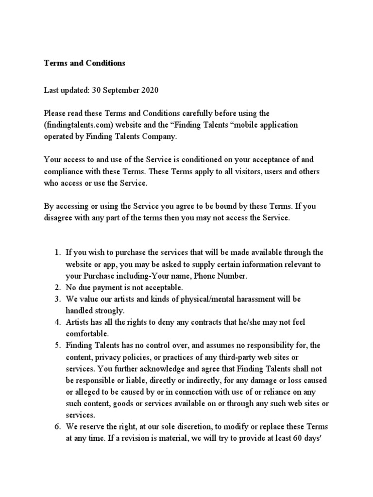 Terms and Conditions and CTA | PDF