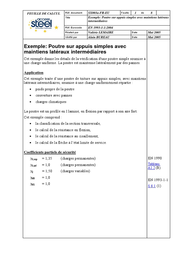 Calcul poutre métallique à 2 appuis PDF Flexion (matériau — free download