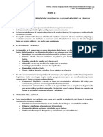 Tema 1 Lenguaje y Lengua Estudio de La Lengua Unidades de La Lengua