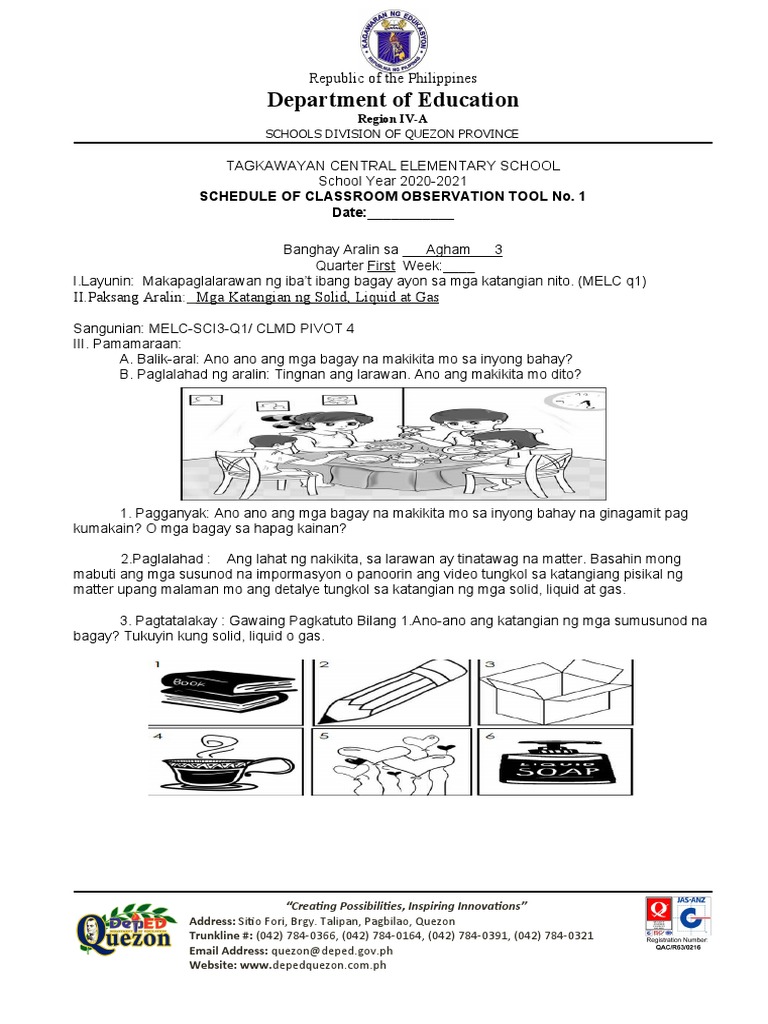Lesson Plan Cot I And 2 Pdf