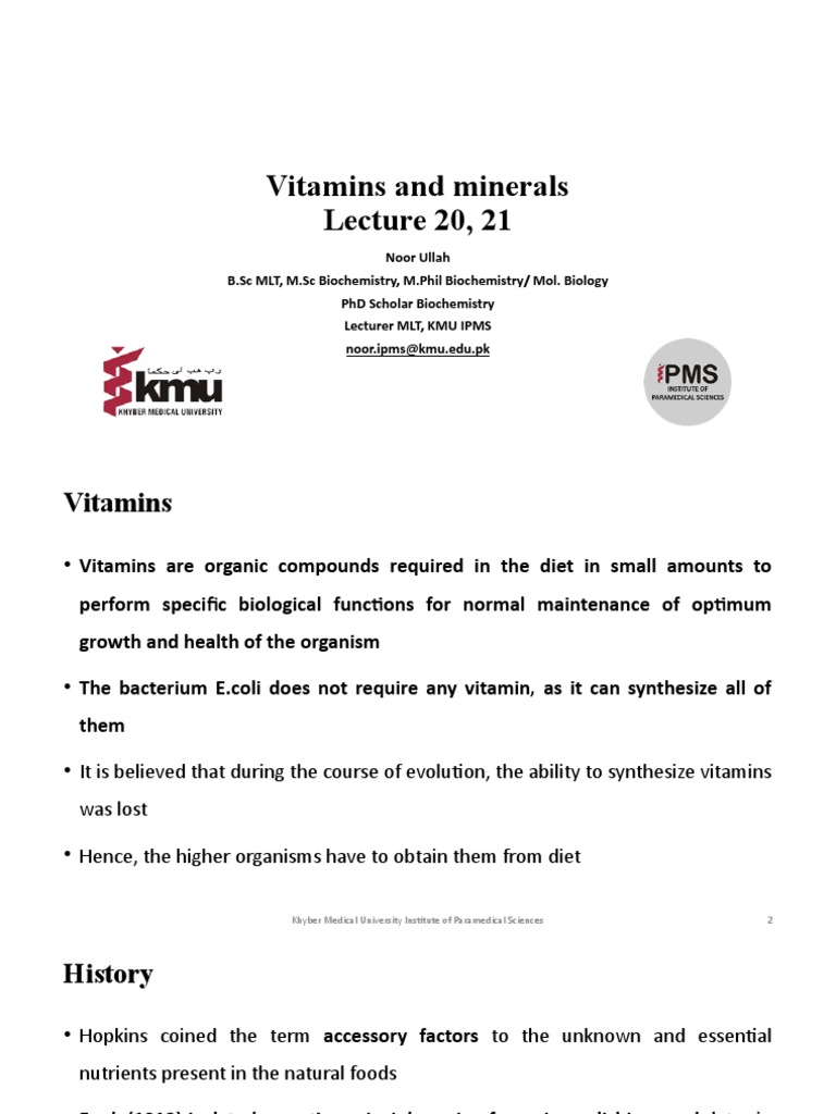 Vitamins and Minerals PDF Vitamin Nutrients