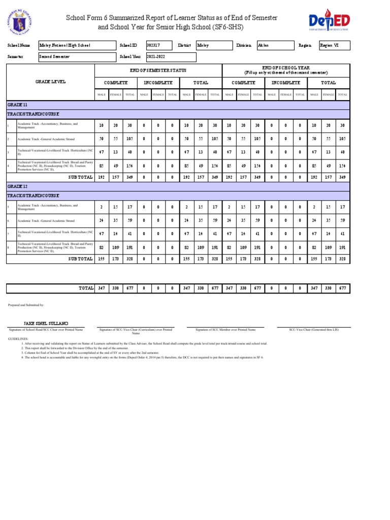 Deped School Form 6 Download