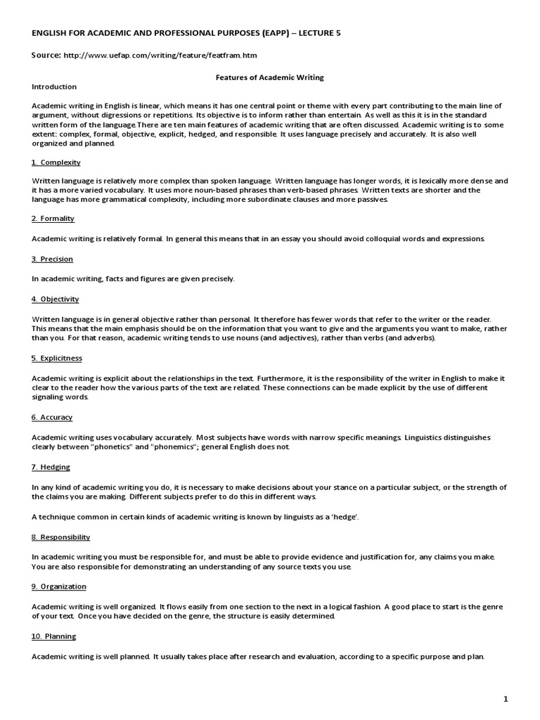 Eapp 5 features of academic writing pdf english language adjective