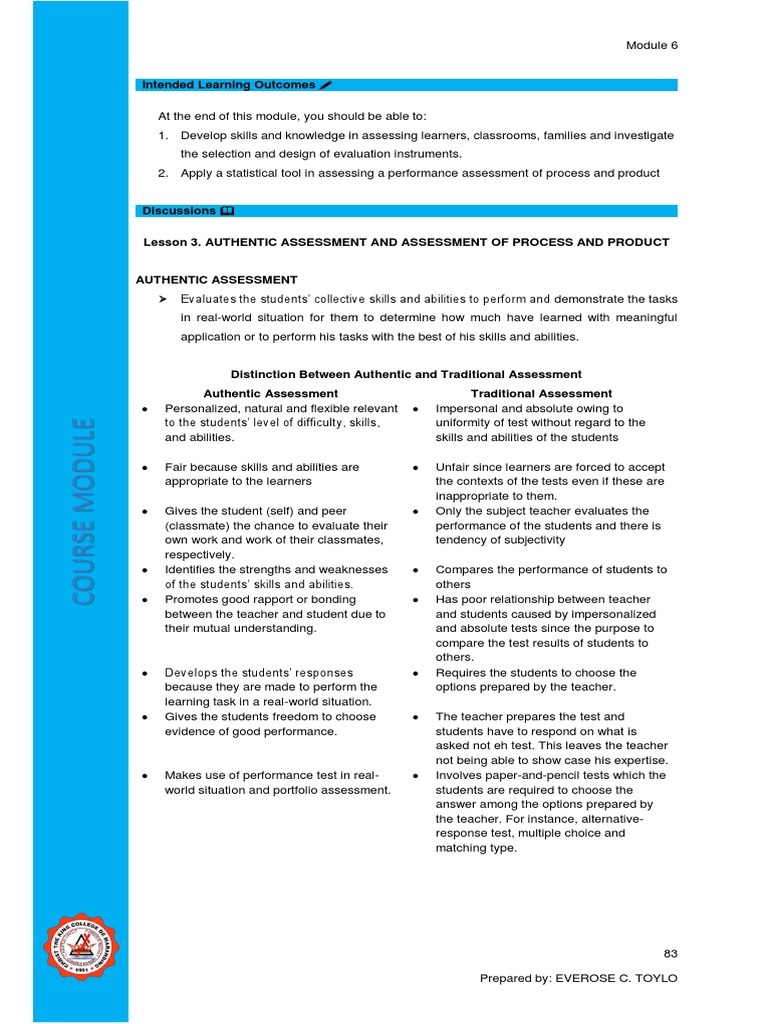 Authentic Assessment vs. Traditional Assessment | PDF | Educational ...