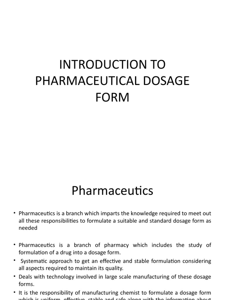 Introduction to Pharmaceutical Dosage Forms | PDF | Tablet (Pharmacy ...