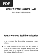 Routh Herwitz Stability Criterion