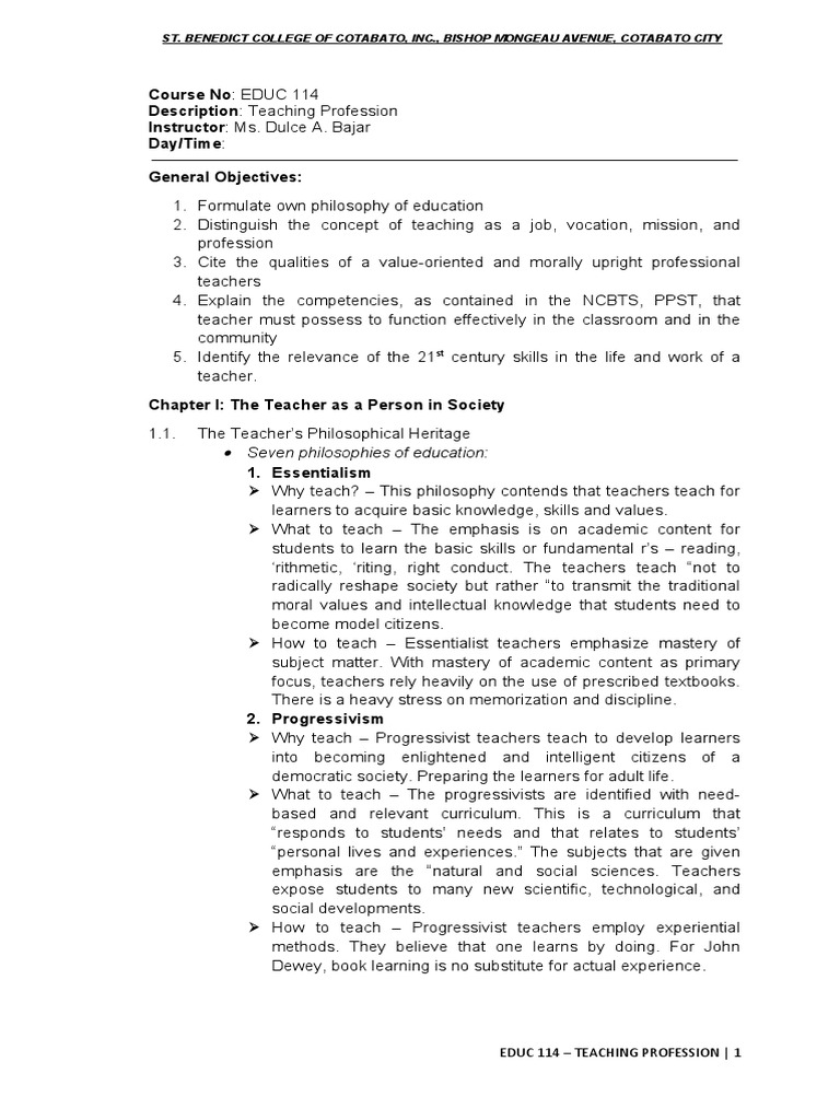 Module In Educ 114 Pdf Teachers Learning