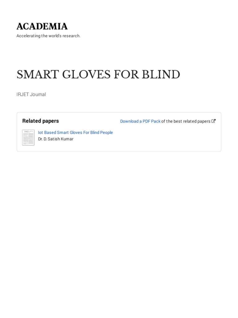 Smart Gloves For Blind | PDF | Visual Impairment | Arduino