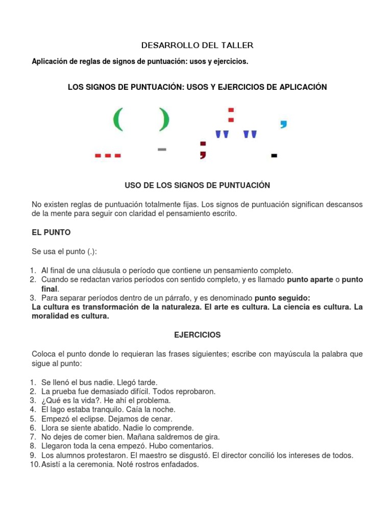 Taller #5 Yennifer Signos de Puntuacion | PDF | Puntuación | Coma