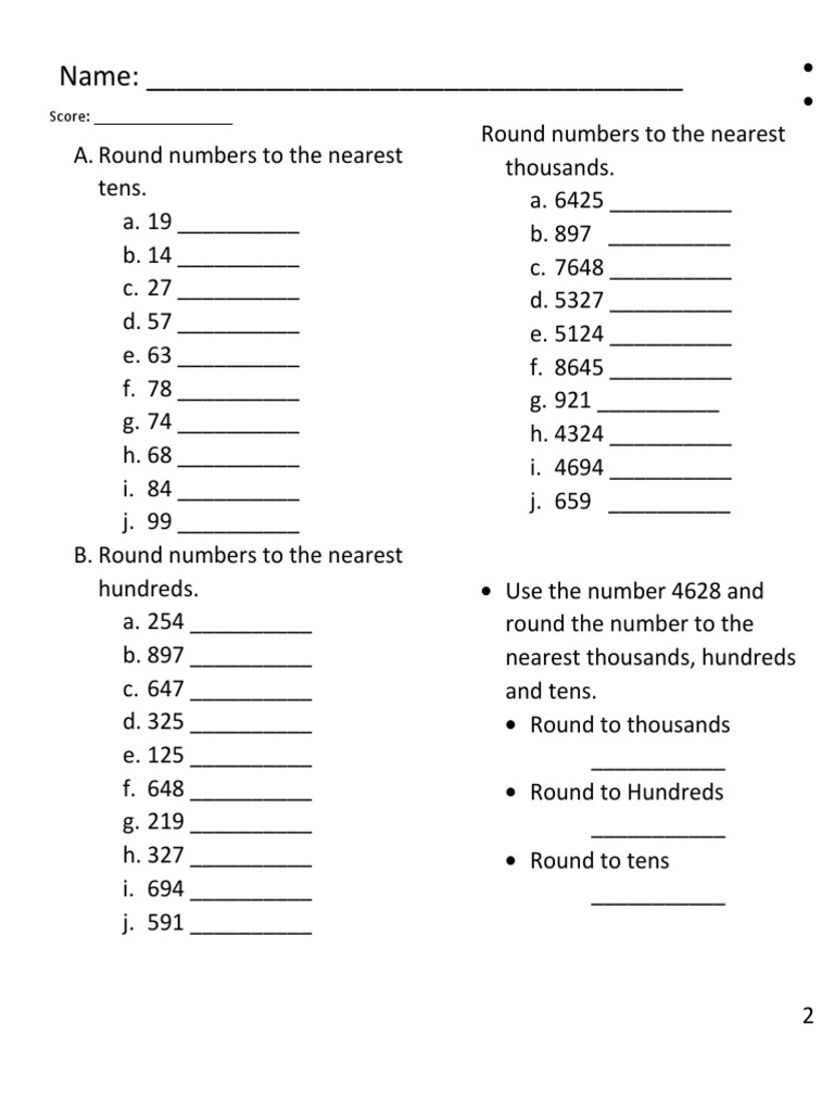 Math Drills Rounding Numbers 2 PDF