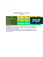 Horario de Educacion Fisica V Ciclo