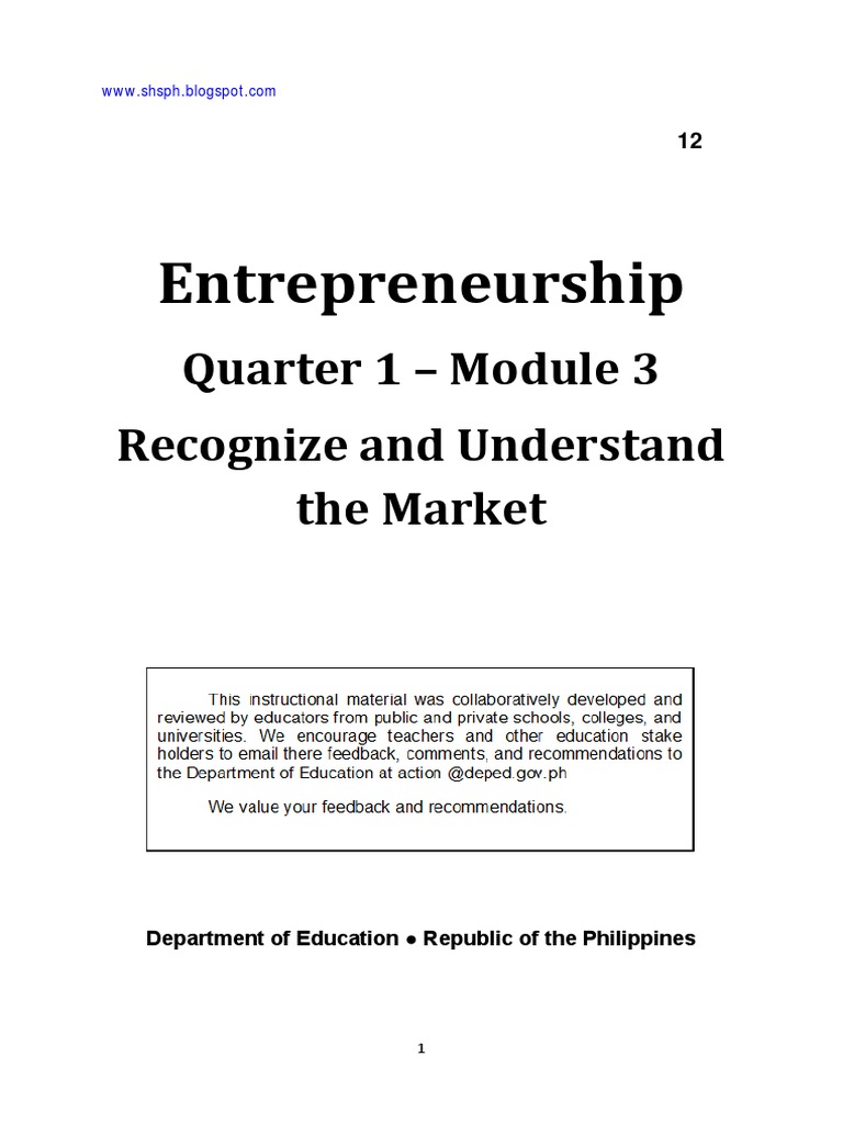 Mod3 Recognize And Understand The Market V2 Pdf Market