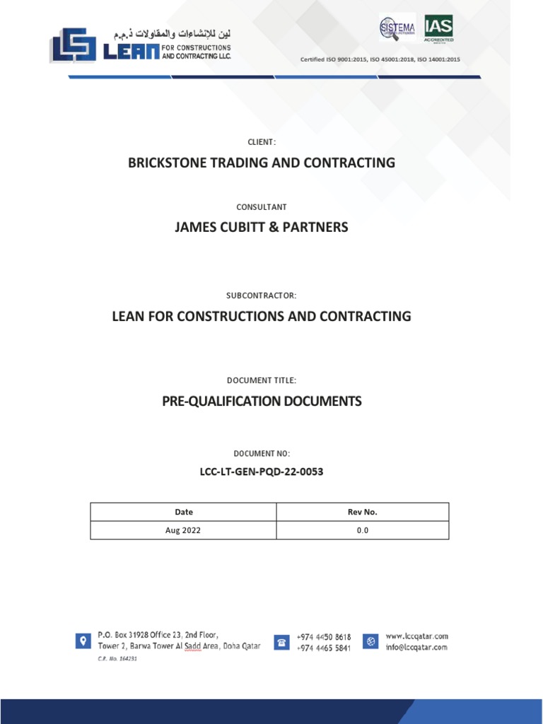 Prequalification Document for Contractors | PDF | Project Management ...
