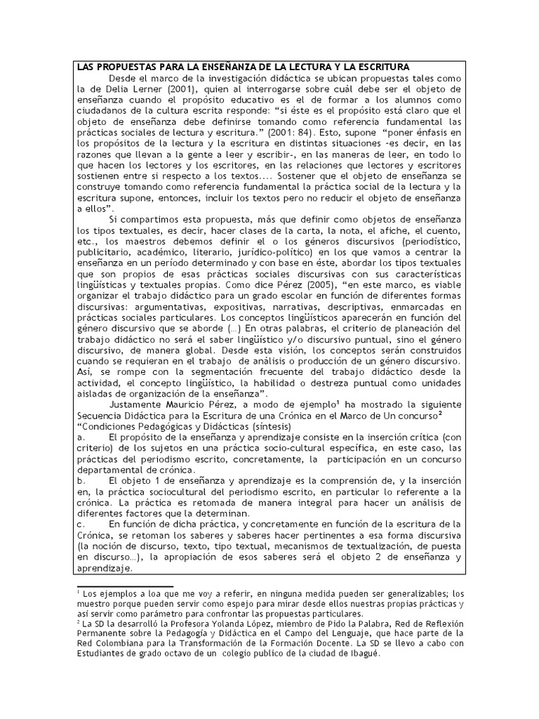 Propuestas Didácticas para Lectura y Escritura | PDF | Método de ...