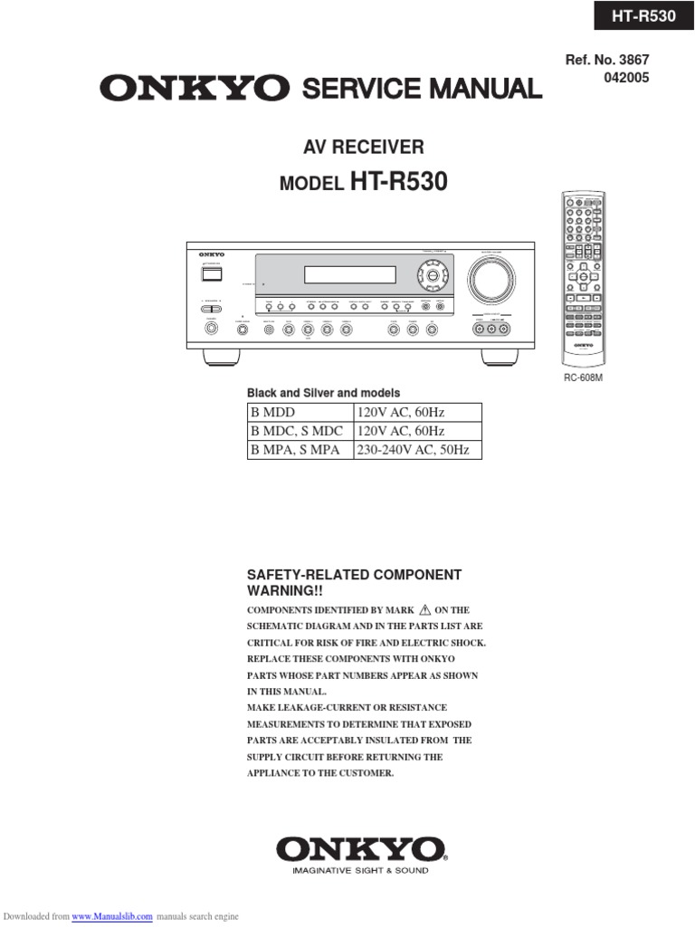 Onkyo HTR530 Service Manual PDF Decibel Electronics