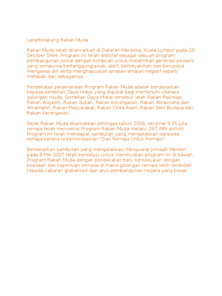 Latarbelakang Rakan Muda