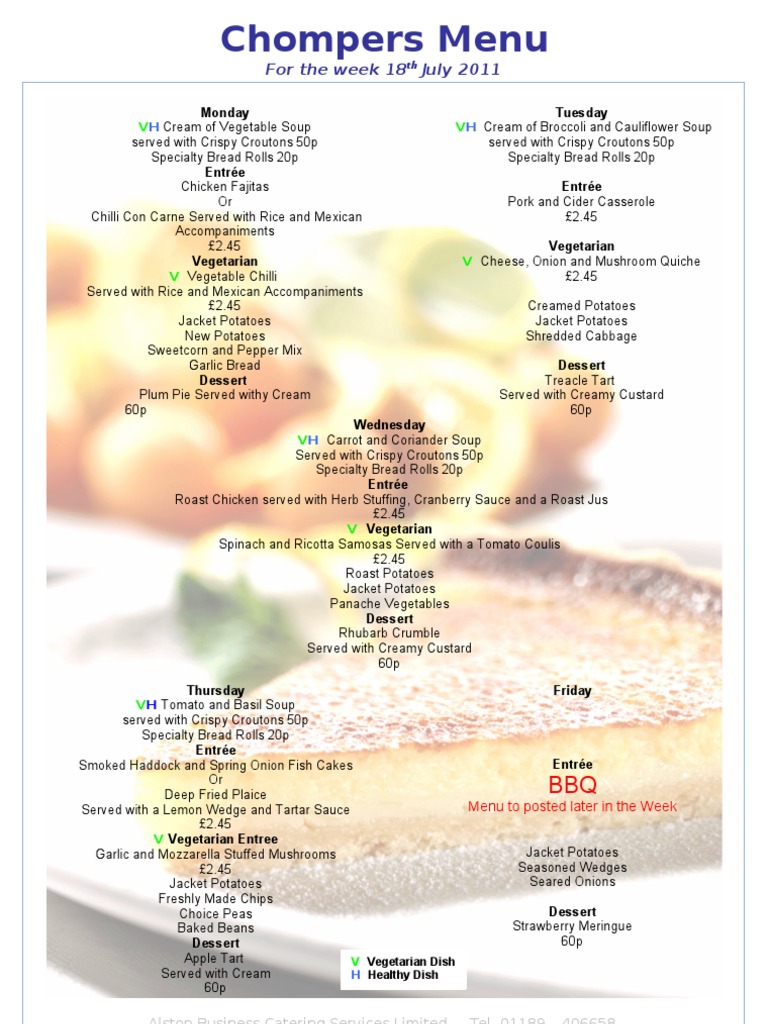 Cider Casserole on Chompers Menu | PDF | Wellness