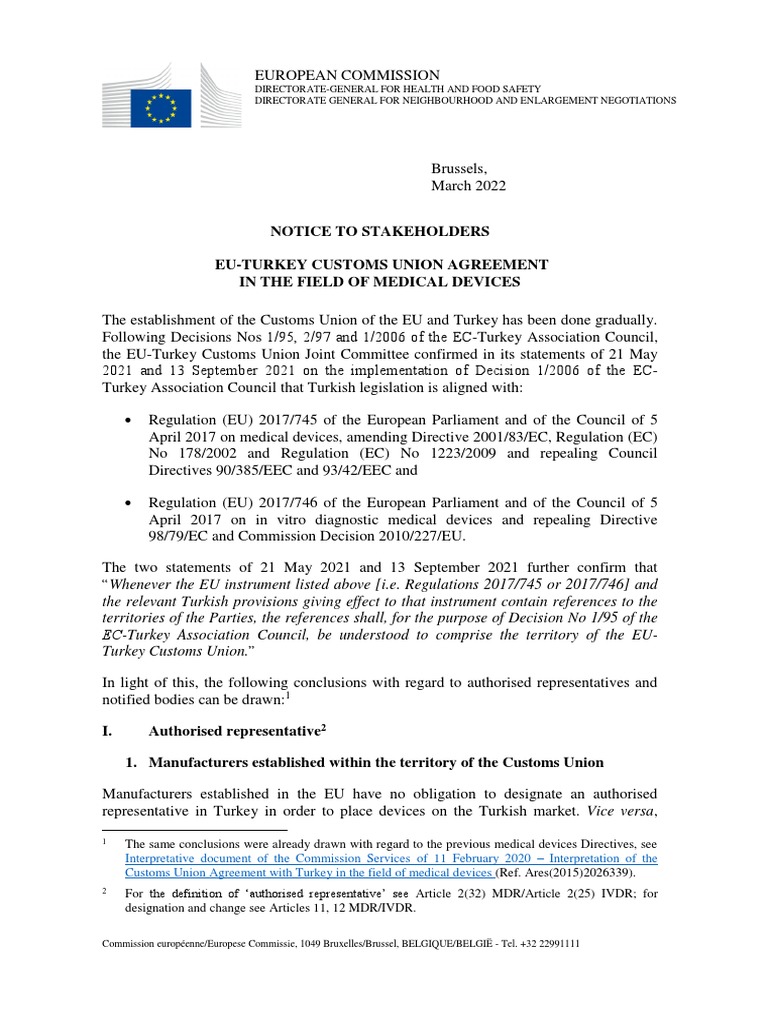 EU-Turkey Medical Device Guidelines | PDF | European Union | European ...