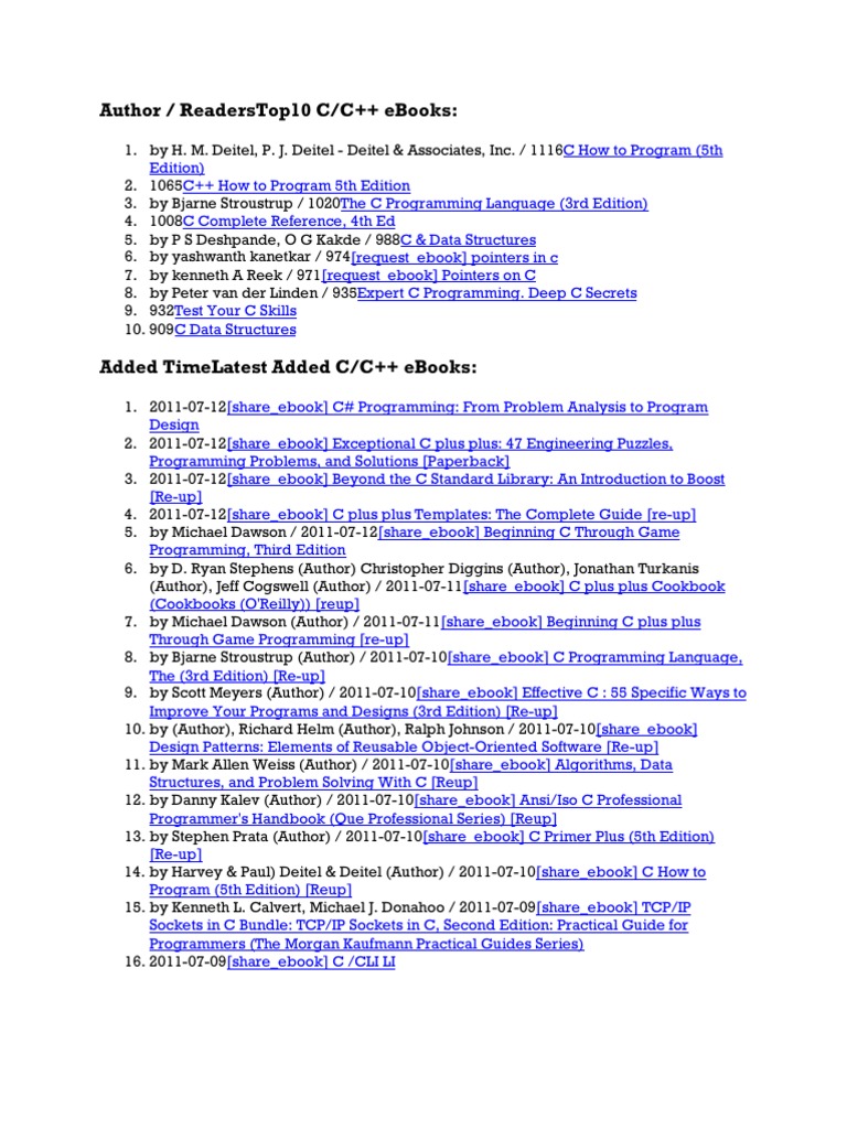 E Books | PDF | C (Programming Language) | C++