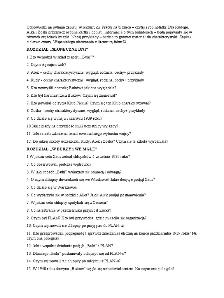 Pytania Do Kamieni Na Szaniec