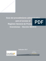 Guia de Procedimiento Administrativo para El Acceso Al Regimen General de Promocion de Inversiones V.F