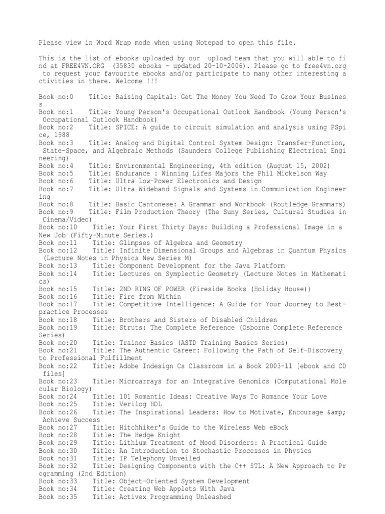 List Of All Books Books Engineering