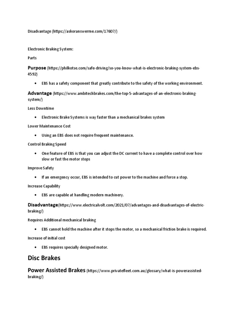 Electronic Braking System PDF Brake Engines
