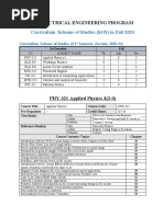 BS Electrical Engineering Curriculum Fall 2020 Courses