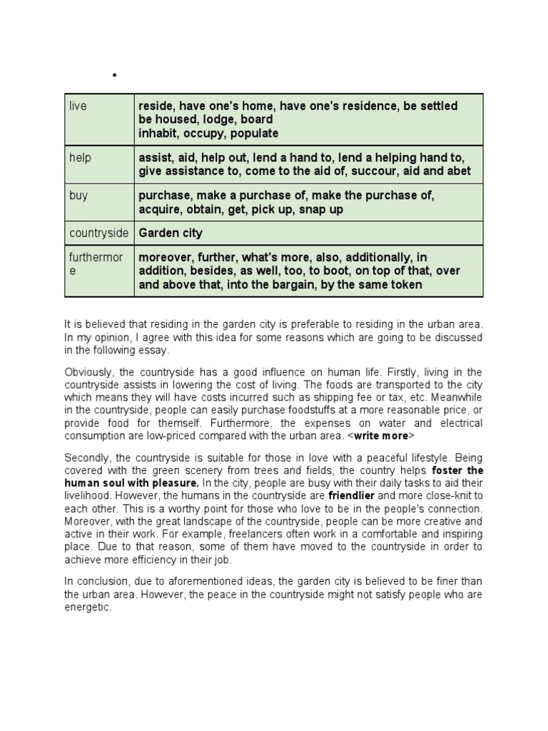 pros and cons of living in countryside essay