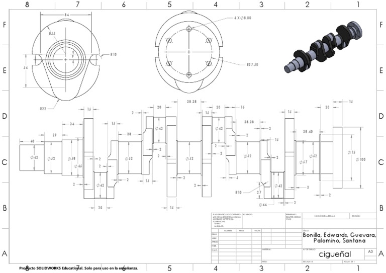Dibujo Técnico de Cigüeñal en PDF | PDF