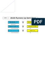 2020 Runners Up - Semi Final - games to be played 24/07/2011