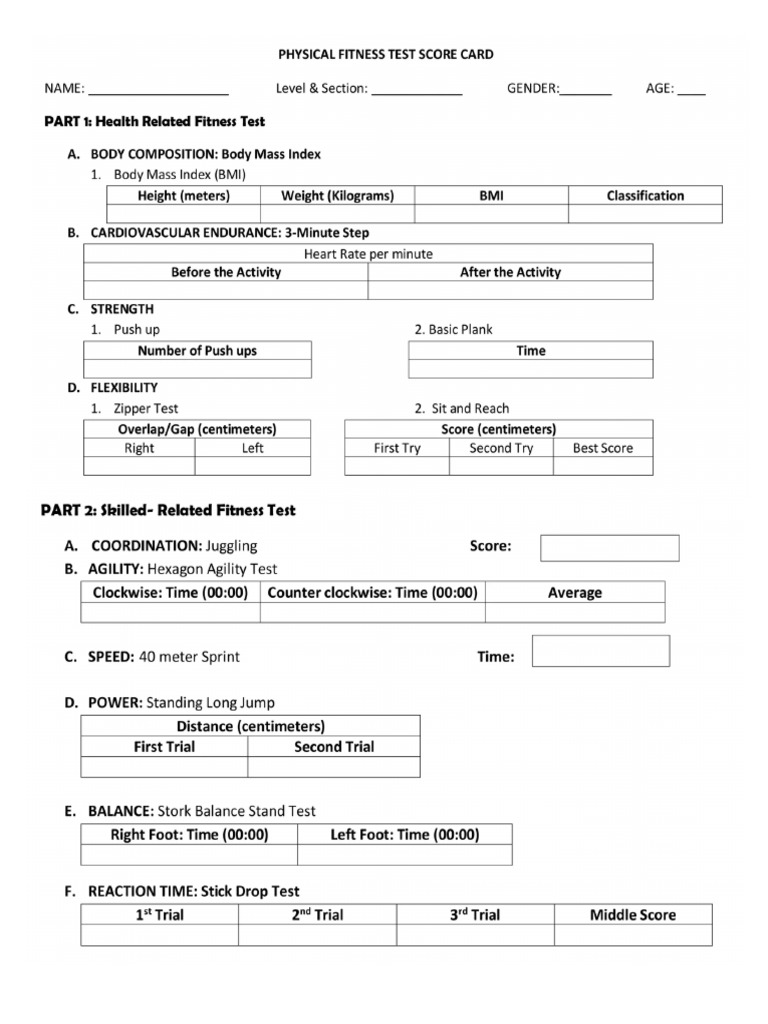 PhysicalFitnessTestScoreCard PDF