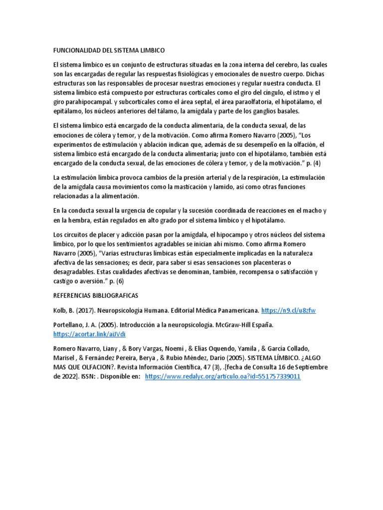 Funciones del Sistema Límbico en Emociones | PDF | Sistema límbico ...