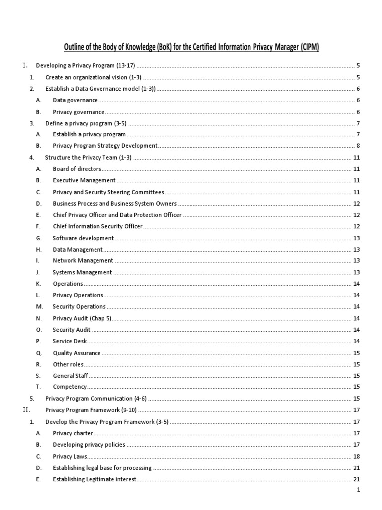 CIPM Body of Knowledge Overview | PDF | Governance | Computer Security