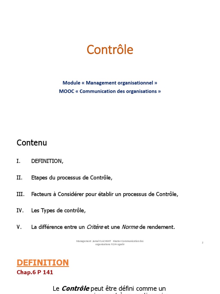 Processus de Contrôle en Management | PDF | Planification | Business