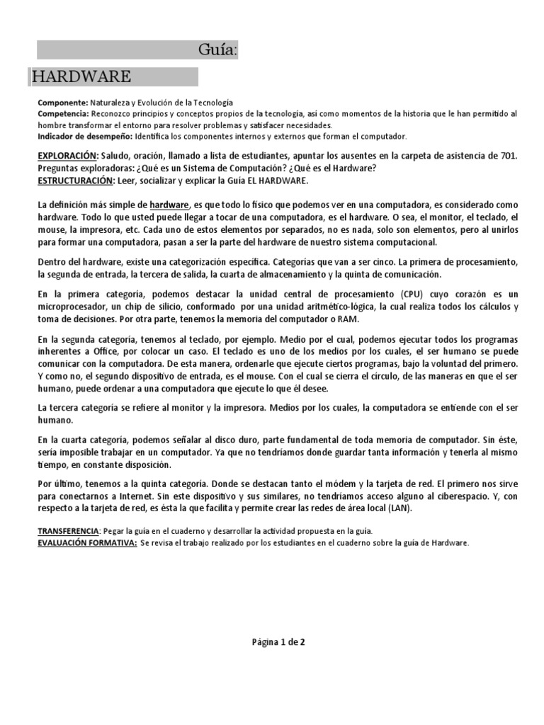 2 Medio A | Descargar gratis PDF | Hardware de la computadora | Periférico