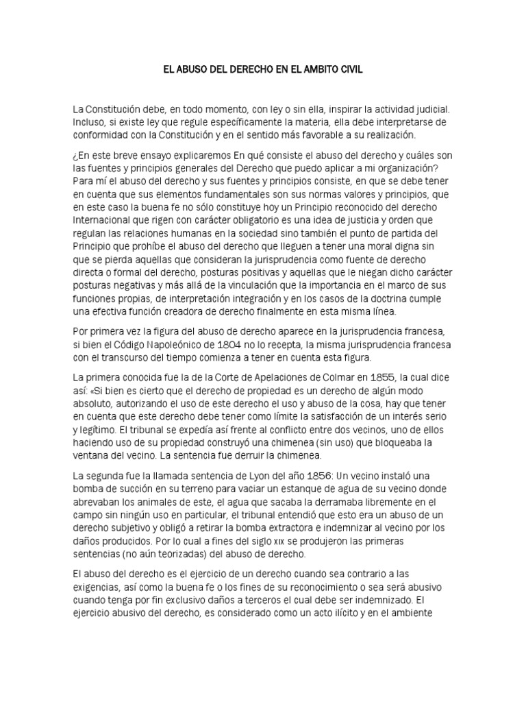Abuso del Derecho en el Ámbito Civil | PDF | Justicia | Crimen y violencia