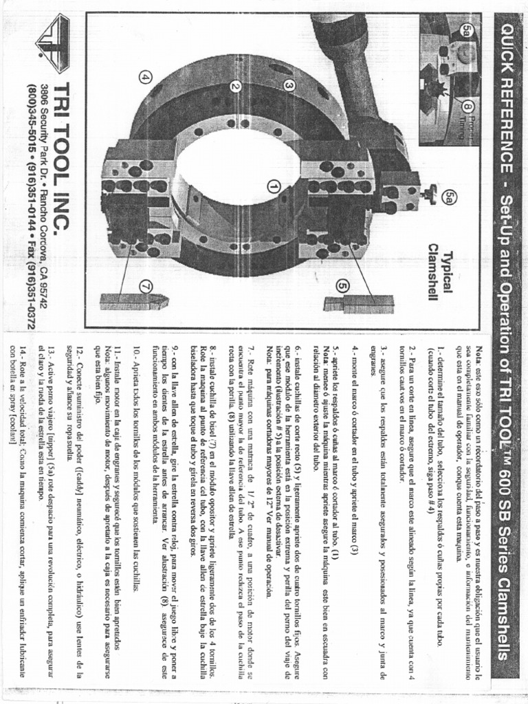 Operation of TRI TOOL 600 PDF