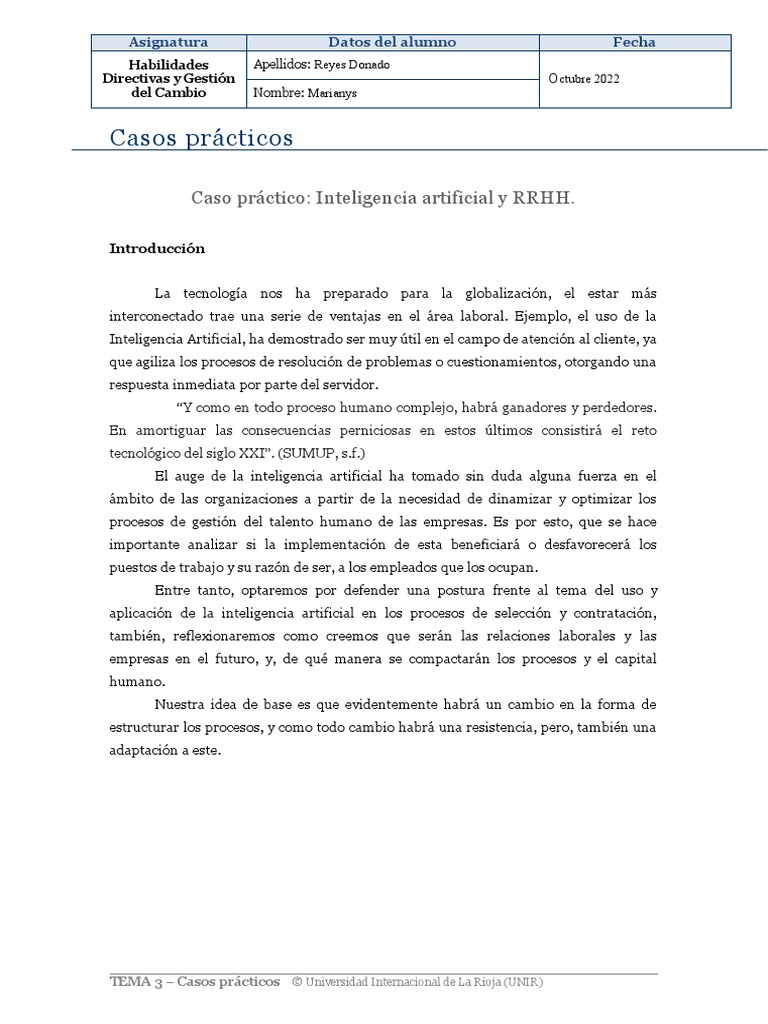 Casos Prácticos de IA en RRHH | PDF | Inteligencia artificial ...
